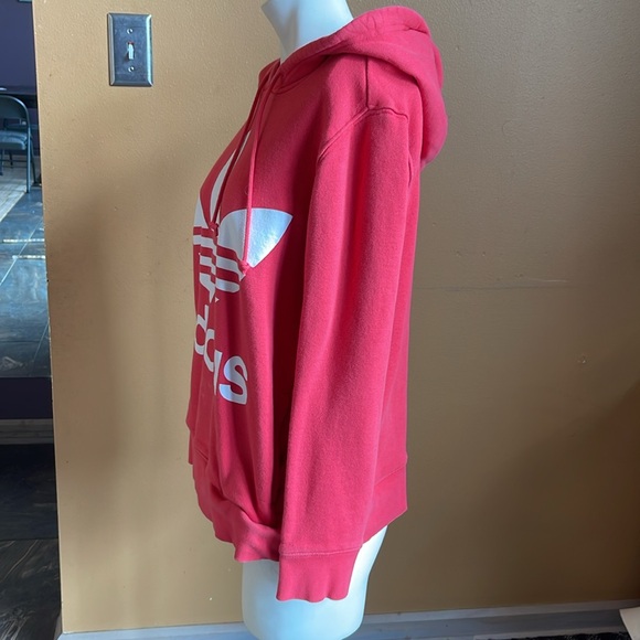 Adidas Originals Women's Adicolor Trefoil Hoodie - Size Large Power Pink - Picture 3 of 12
